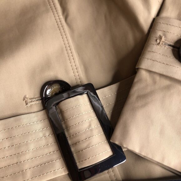 London Fog Women's Single Breasted Hooded Long Trench Coat, British Khaki, L - Picture 11 of 16